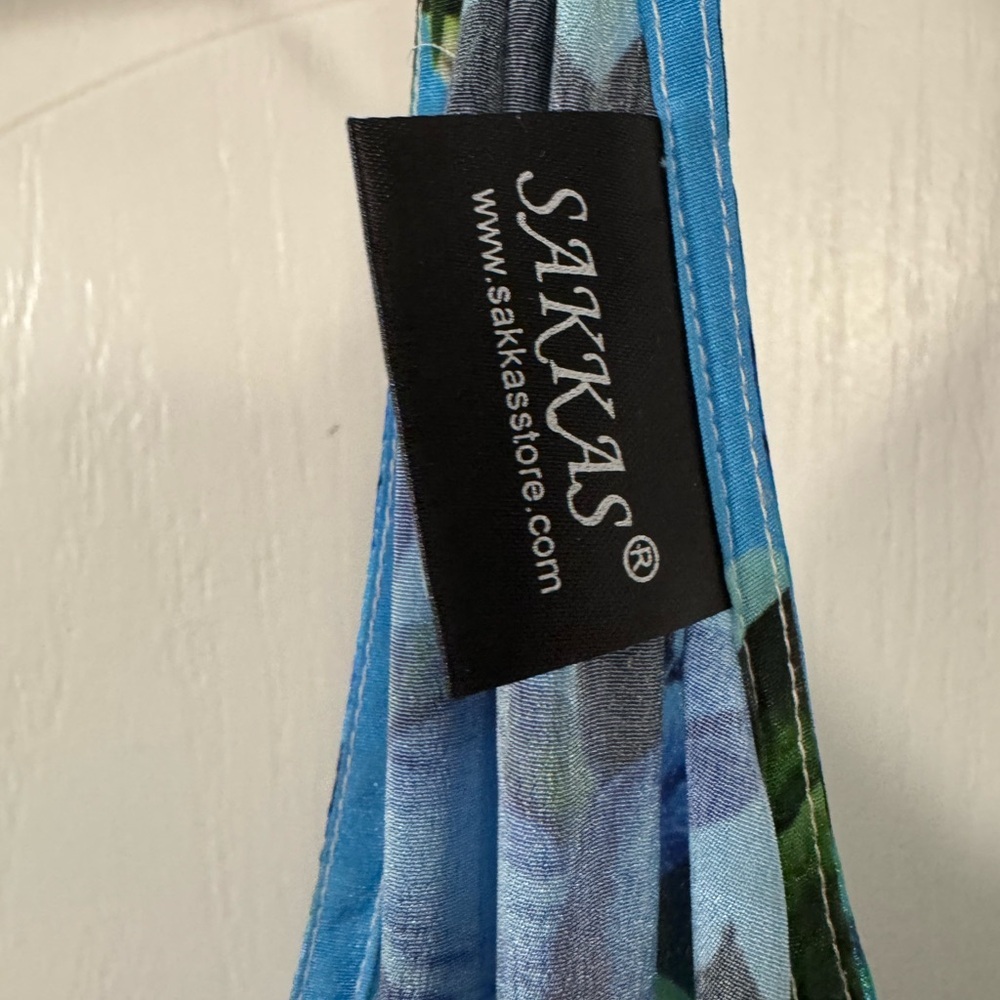 Blue and Green Floral Maxi Dress - Picture 3 of 8
